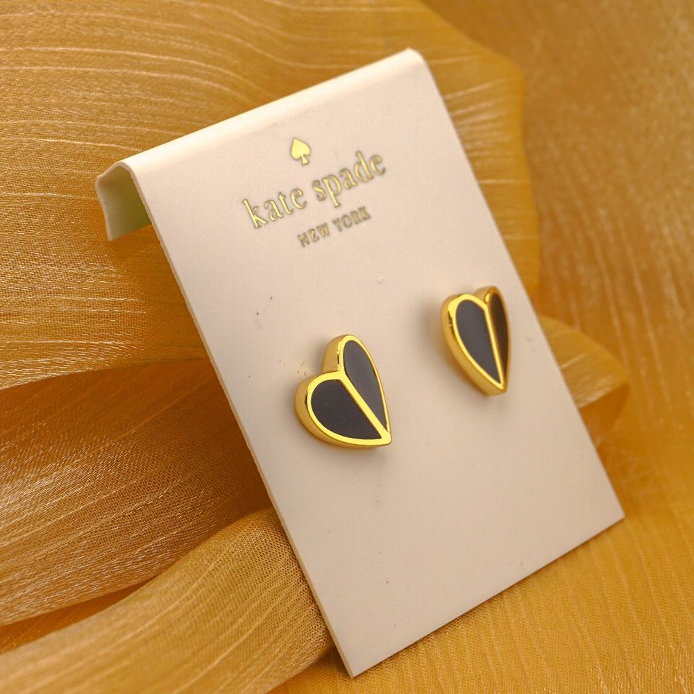 Kate Spade Heritage Heart Earrings in Black - Picture 3 of 4